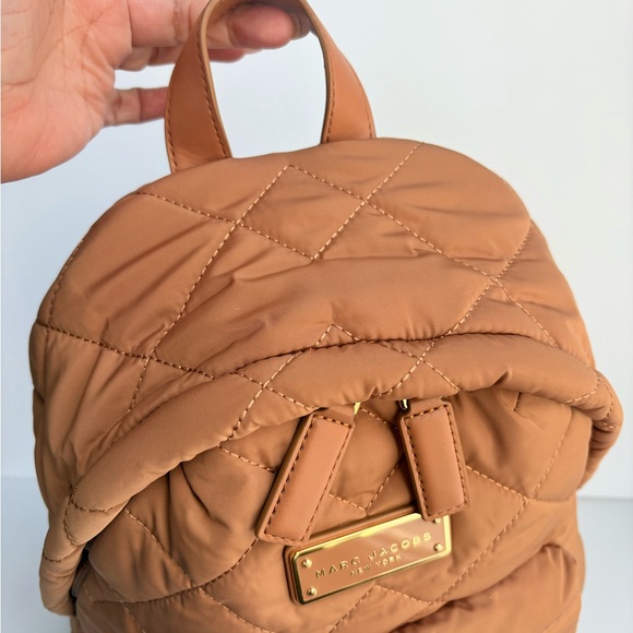 Marc Jacobs Small Quilted Nylon Backpack Book Bag Amber Brown EUC - Picture 11 of 17